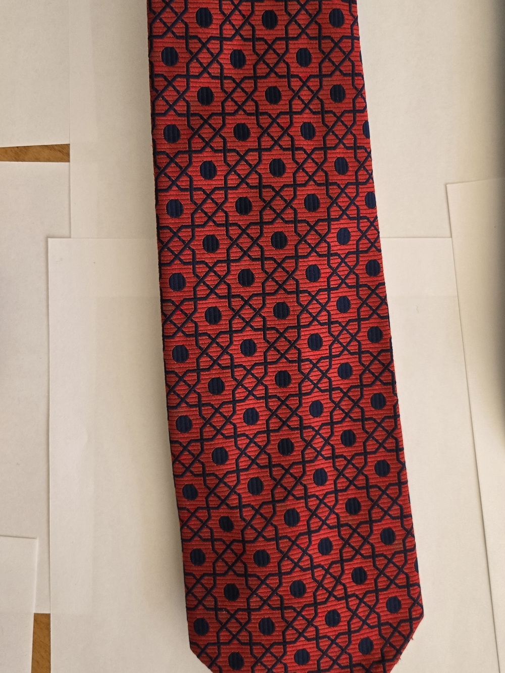 Gatsby's Red and Navy Geometric Silk Tie